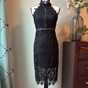 Black Cocktail/Party Dress with Halter Neckline